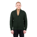 A20308 Men's Irish Wool Zip Front Cardigan ARMY GREEN Colour Studio Gaelsong