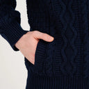 A20308 Men's Irish Wool Zip Front Cardigan Navy Color Gaelsong