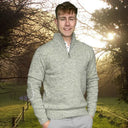 A20311 Men's Aran Fisherman Irish Zip Sweater in OATMEAL Colour Gaelsong