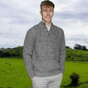 A20313 Buttoned Men's Fisherman Knit Jumper Black Forest Marl Gaelsong