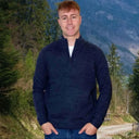 A20314 Irish Style Fisherman Zip Sweater Indigo Marl Gaelsong