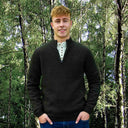 
A20314 Color Green MARL Irish Style Fisherman Zip Sweater Gaelsong