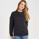 A20315 CHARCOAL Colour Merino Aran Designed Women's Irish Cardigan Gaelsong