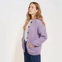 A20315 LAVENDER Colour Merino Aran Designed Women's Irish Cardigan Gaelsong