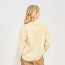 
A20315 NATURAL WHITE Colour Merino Aran Designed Women's Irish Cardigan Back Gaelsong
