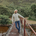 
A20315 NATURAL WHITE Colour Merino Aran Designed Women's Irish Cardigan Gaelsong
