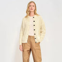 A20315 NATURAL WHITE Colour Merino Aran Designed Women's Irish Cardigan Gaelsong