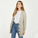 A20316 MISTY GREY Close Buttons View Colour Women's Boyfriend Fit Aran Merino Cardigan Gaelsong
