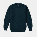 A20318 Color MALLARD Mens Aran Honeycomb Fisherman Jumper Front View Gaelsong
