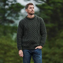 A20318 Color MOSS GREEN Mens Aran Honeycomb Fisherman Jumper Lifestyle Gaelsong

