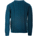 A20319 Color TEAL BLUE Cable Knit SuperSoft Merino Wool Lumber Jacket Back Side Gaelsong