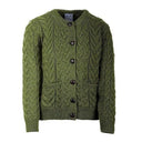 A20319 Color MEADOW GREEN Cable Knit SuperSoft Merino Wool Lumber Jacket Front Side Gaelsong