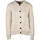 A20319 Color NATURAL WHITE Cable Knit SuperSoft Merino Wool Lumber Jacket Front Side Gaelsong
