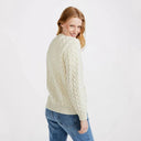 A20319 Color NATURAL WHITE Cable Knit SuperSoft Merino Wool Lumber Jacket Shop Back View online On Gaelsong
