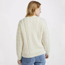 A20319 Color NATURAL WHITE Cable Knit SuperSoft Merino Wool Lumber Jacket Shop Back View online On Gaelsong