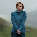 A20321 Color TEAL BLUE SuperSoft Merino Chunky Cable Knit Cardigan Gaelsong

