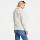 A20321 Color NATURAL WHITE SuperSoft Merino Chunky Cable Knit Cardigan Back Side Gaelsong
