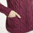A20321 Color JAM RED SuperSoft Merino Chunky Cable Knit Cardigan Detailed Gaelsong

