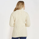 A20322 Color NATURAL WHITE Premium Merino Long Aran Knit Cardigan Back Side Gaelsong
