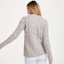 A20323 Color MISTY GREY SuperSoft Merino Oversized Cable Knit Sweater Back View Gaelsong
