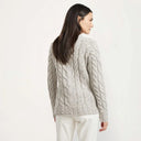 
A20323 Color MISTY GREY SuperSoft Merino Oversized Cable Knit Sweater Back View Gaelsong