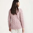 A20323 Color SOFT PINK SuperSoft Merino Oversized Cable Knit Sweater Back View Gaelsong