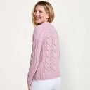 A20323 Color SOFT PINK SuperSoft Merino Oversized Cable Knit Sweater Back View Gaelsong