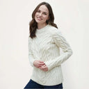 A20323 NATURAL WHITE Colour SuperSoft Merino Oversized Cable Knit Sweater Lifestyle Gaelsong