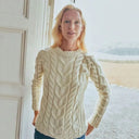 A20323 NATURAL WHITE Colour SuperSoft Merino Oversized Cable Knit Sweater Gaelsong