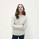 A20323 NATURAL WHITE Colour SuperSoft Merino Oversized Cable Knit Sweater Lifestyle Gaelsong