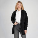 A20324 CHARCOAL Colour Chunky Cable Knit Boyfriend Cardigan Open Front Gaelsong