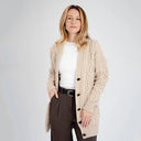 A20324 PARSNIP Colour Chunky Cable Knit Boyfriend Cardigan Open Front Style Gaelsong