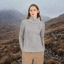 A20325 Color GREY Womens Traditional Merino Wool Blend Sweater Gaelsong