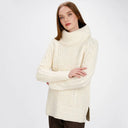 A20325 Color NATURAL WHITE Womens Traditional Merino Wool Blend Sweater Gaelsong