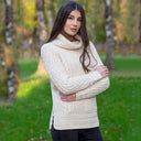 A20325 Color NATURAL WHITE Womens Traditional Merino Wool Blend Sweater Shop online On Gaelsong