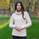 A20325 Color NATURAL WHITE Womens Traditional Merino Wool Blend Sweater Shop online On Gaelsong