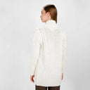 A20326 NATURAL WHITE Ladies Cable Knit Open Front Cardigan Back Gaelsong
