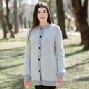 A20327 GREY Merino Wool Irish Herringbone Cardigan Gaelsong
