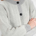 A20327 GREY Merino Wool Irish Herringbone Cardigan Gaelsong
