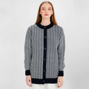 A20327 NAVY BLUE Merino Wool Irish Herringbone Cardigan Gaelsong
