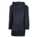 A20328 CHARCOAL Women's Hooded Merino Wool Long Cardigan Back Studio Gaelsong
