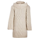 A20328 NATURAL WHITE Women's Hooded Merino Wool Long Cardigan Back Gaelsong
