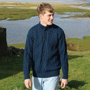 A20330 ATLANTIC BLUE Colour Aran Fisherman Turtleneck Sweater Lifestyle Gaelsong