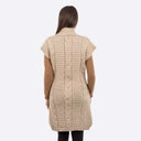 Women's Wool Long Aran Cardigan Cream Back Lifestyle Gaelsong