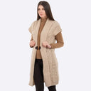 Women's Wool Long Aran Cardigan Cream Gaelsong