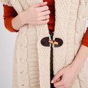 Women's Wool Long Aran Cardigan Cream Gaelsong
