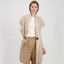 Women's Wool Long Aran Cardigan Cream Gaelsong