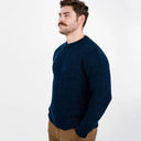 Gents Woollen Irish Fisherman's Ribbed Sweater Navy Gaelsong