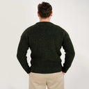 Gents Woollen Irish Fisherman's Ribbed Sweater Green Back View Gaelsong