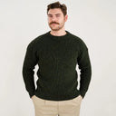 Gents Woollen Irish Fisherman's Ribbed Sweater Green Front Gaelsong